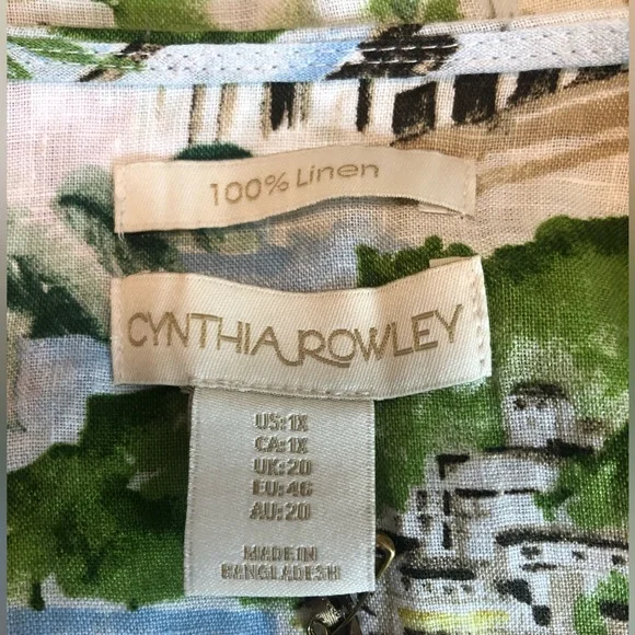 Cynthia Rowley women’s 100% linen button front floral  print blouse size… - Picture 3 of 8